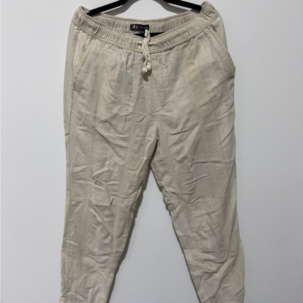 Zara Men's Cream Linen Pants